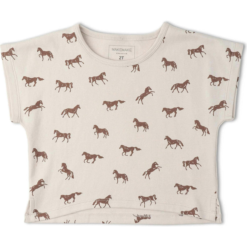 Organic Drop Shoulder Tee & Shorts Set - Horses