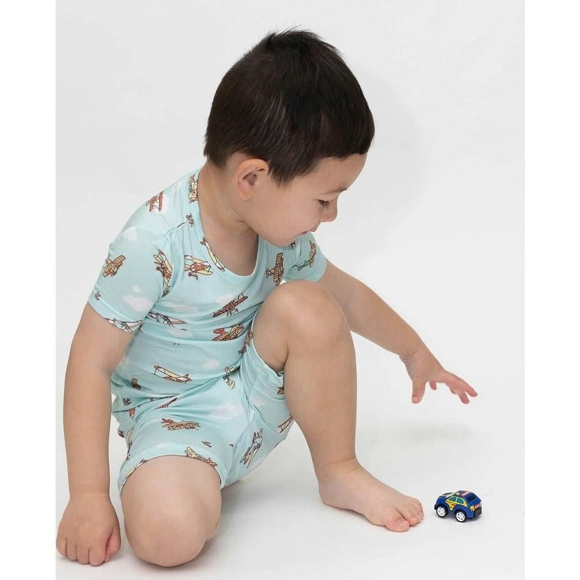 Vintage Airplanes Bamboo Kids Pajama Short Set