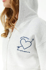 Mia White Grey French Terry Zip up Hoodie - Travel Set