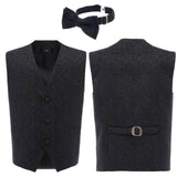 Black Paisley Print Vest and Bowtie