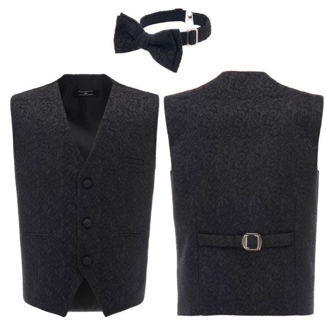 Black Paisley Print Vest and Bowtie