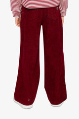 Stretch Corduroy Wide Leg Pants Reddish-Brown