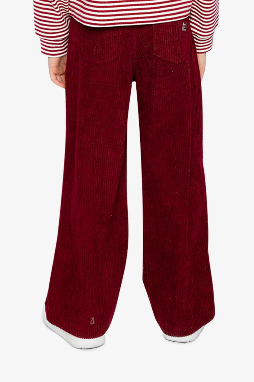 Stretch Corduroy Wide Leg Pants Reddish-Brown
