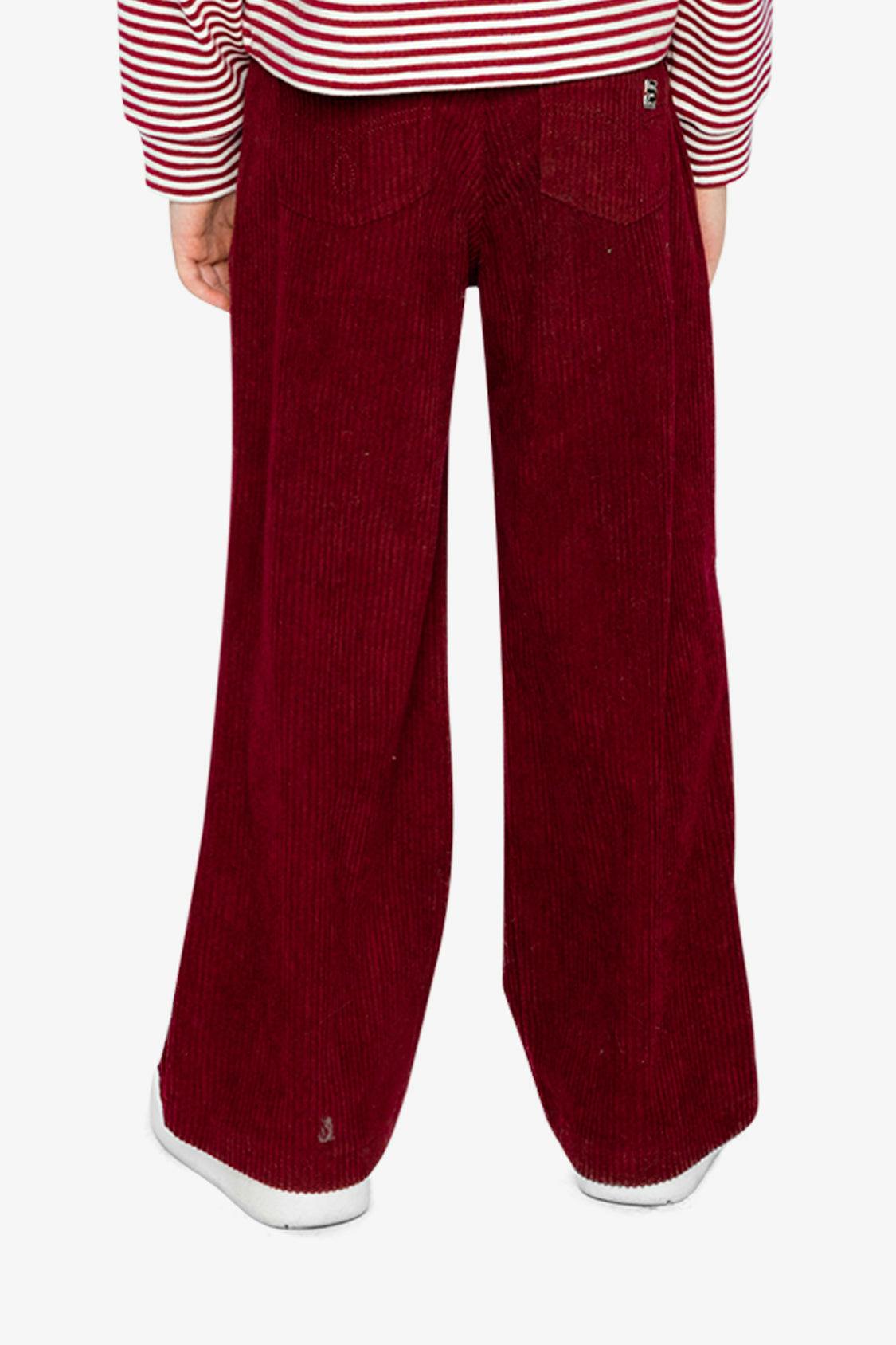 Stretch Corduroy Wide Leg Pants Reddish-Brown