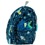 Sleep-n-Pack: Packable Little Kid's Sleeping Bag & Backpack, Cozy Mink, Space & Rockets