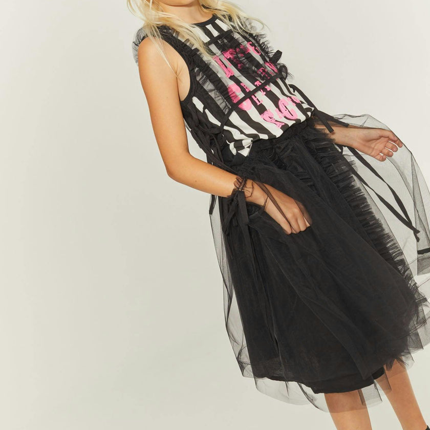 Soft Black Striped Tank T-Shirt