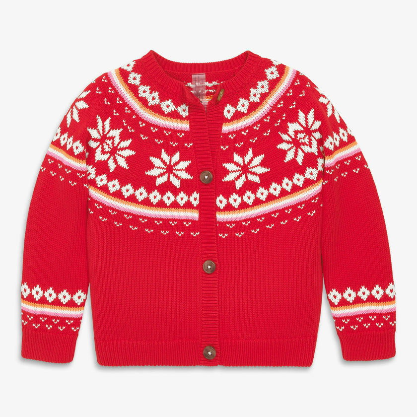 Kids cardigan in fair isle snowflakes