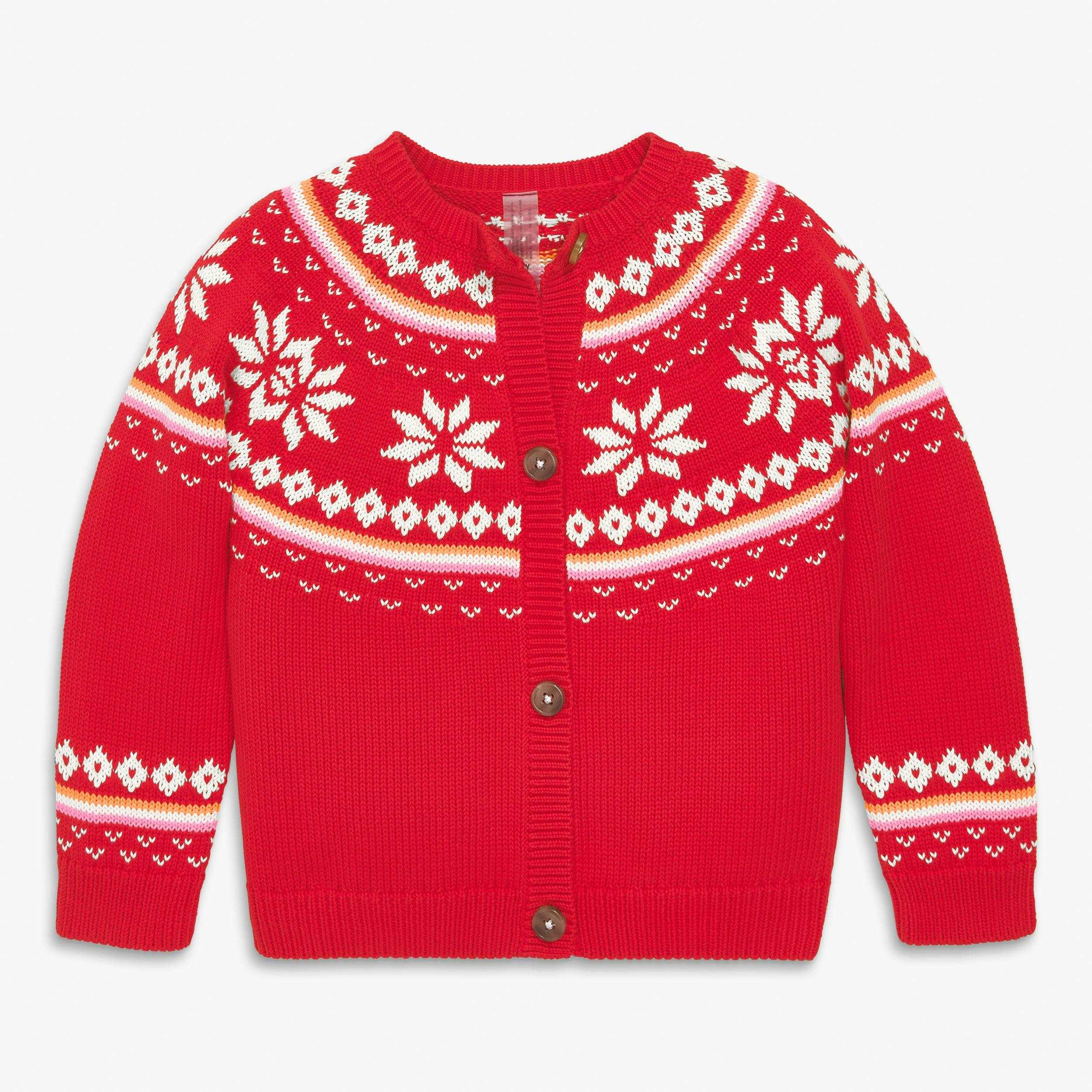 Kids cardigan in fair isle snowflakes