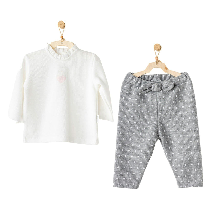 White Kitten Heart Print Outfit