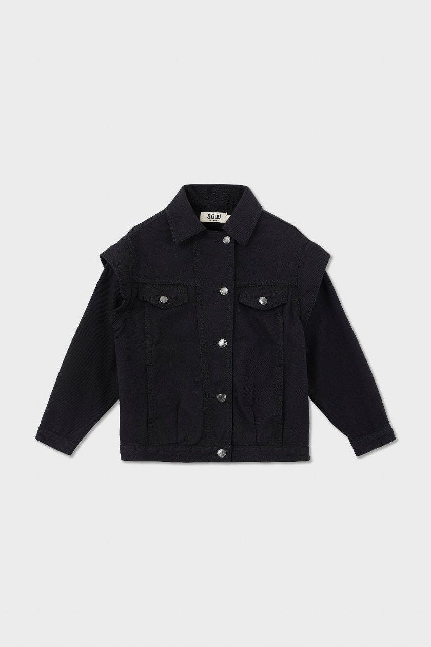 Organic Cotton Trucker Denim Jacket with Inset Sleeves