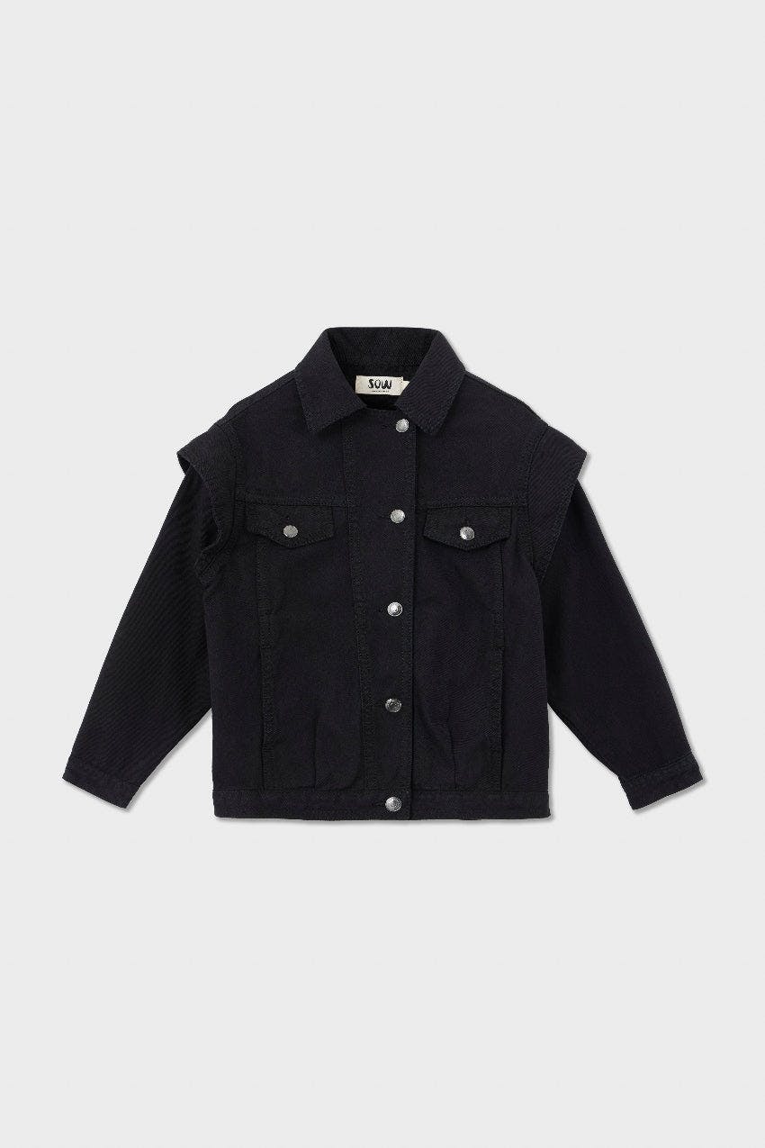 Organic Cotton Trucker Denim Jacket with Inset Sleeves