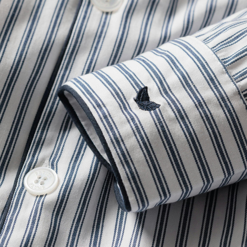 Kid's Twill Pajama Set in Navy French Ticking