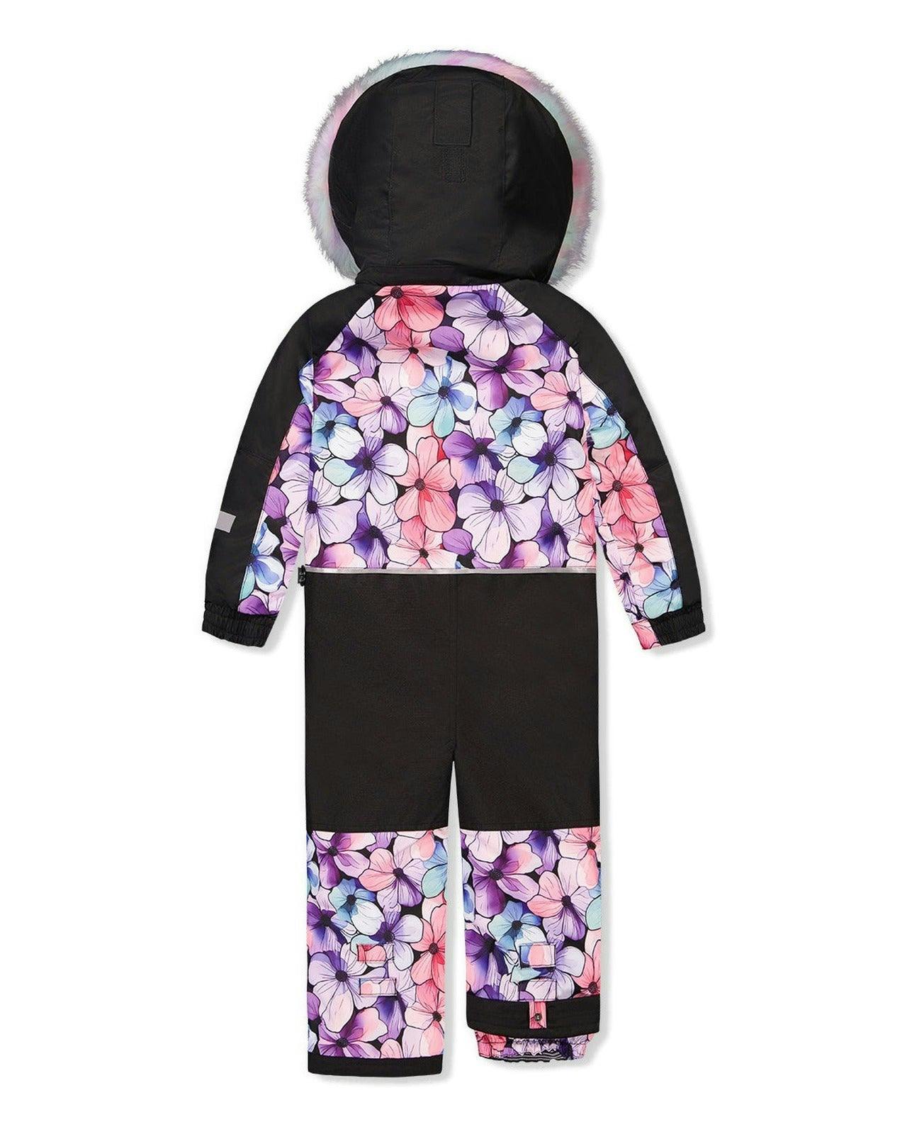 Kids One Piece Play Snowsuit Purple Floral Print