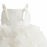 White Arabella Glitter Ruffle Dress
