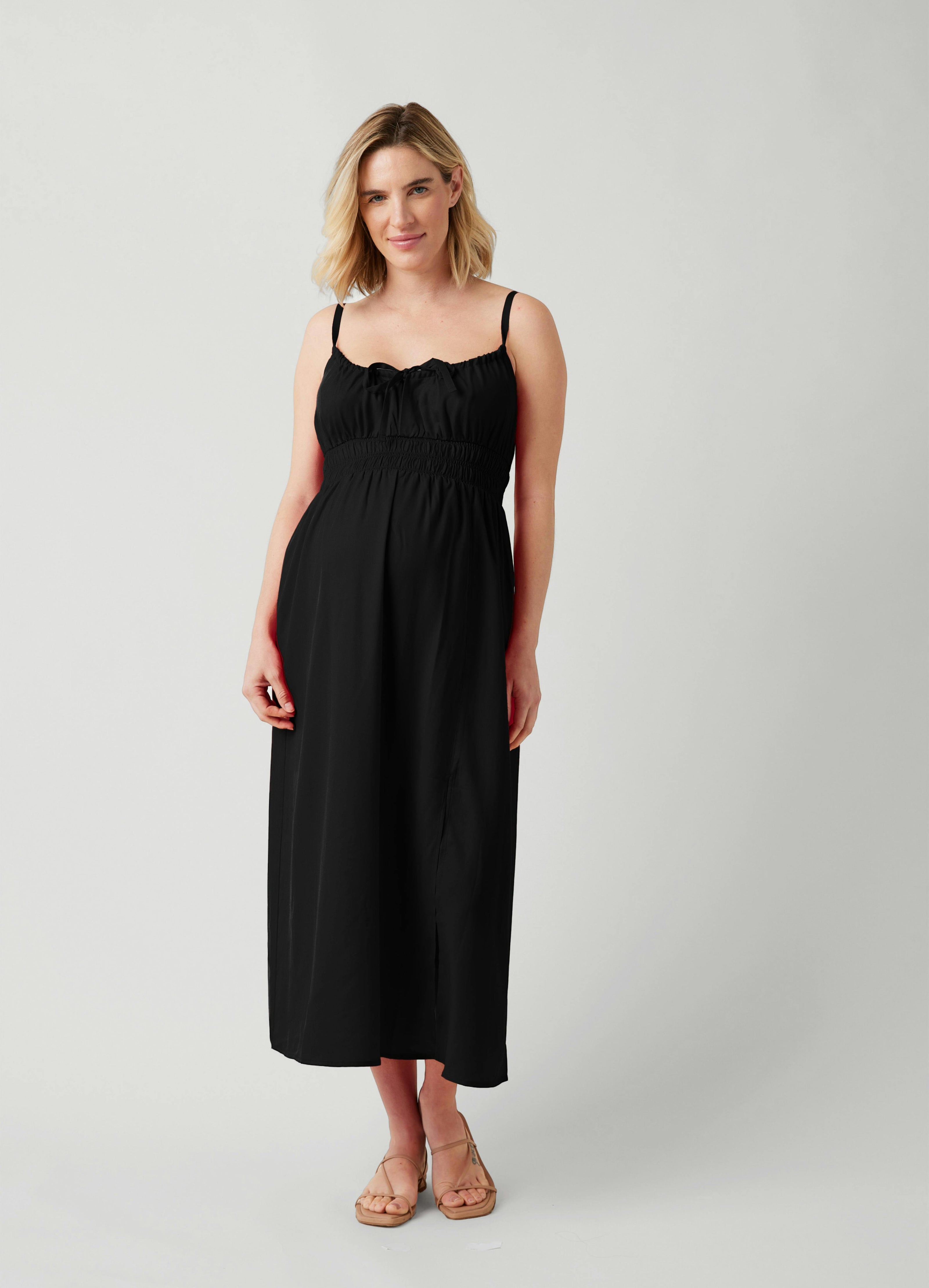 Sleeveless Lyocell Maternity Nursing Midi Dress