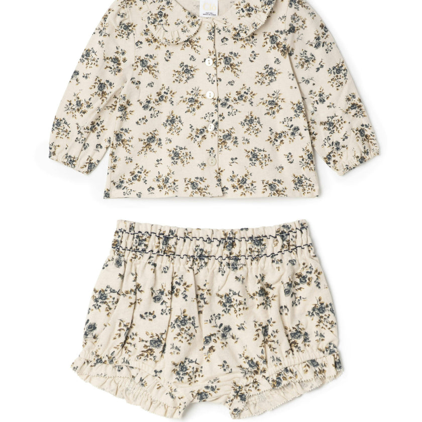 Flower Print Lace Set Cream