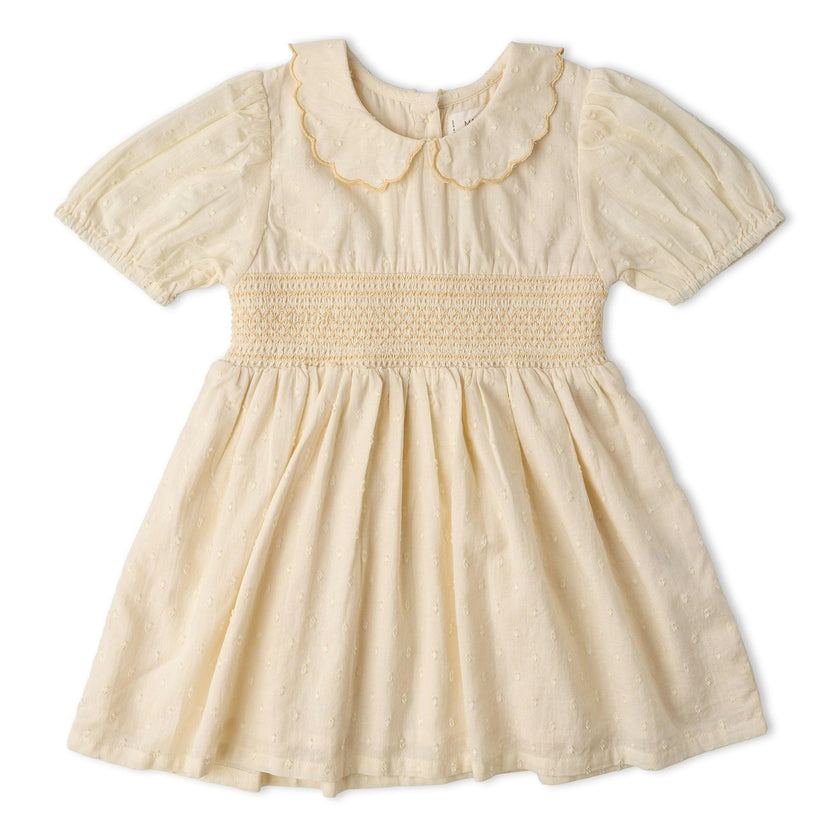 Organic Smocked Collar Dress - Butter Yellow