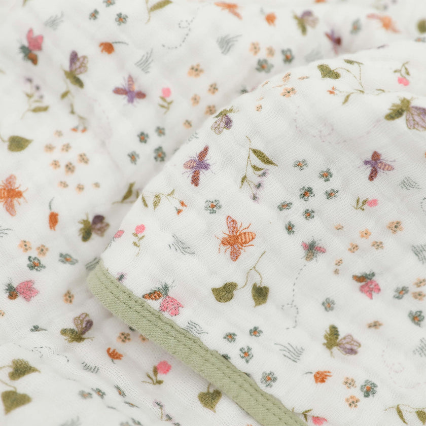 Original Cotton Muslin Quilt - Garden Bees