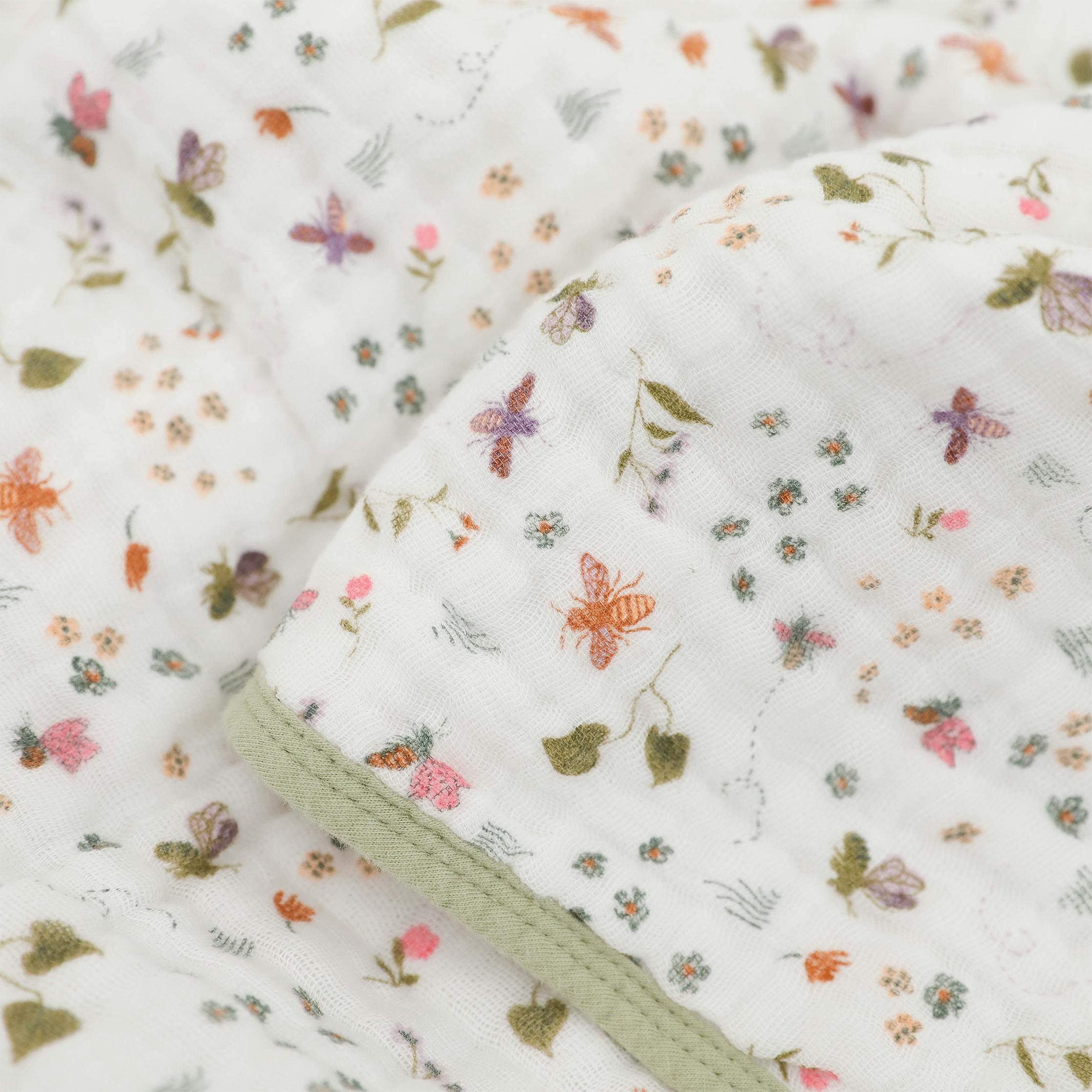 Original Cotton Muslin Quilt - Garden Bees