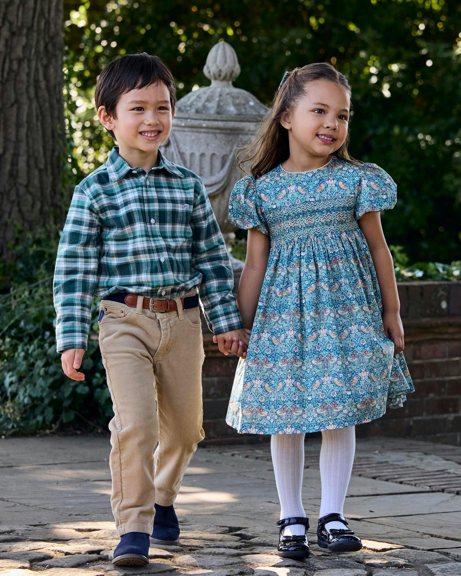 Smocked Party Dress in Strawberry Thief