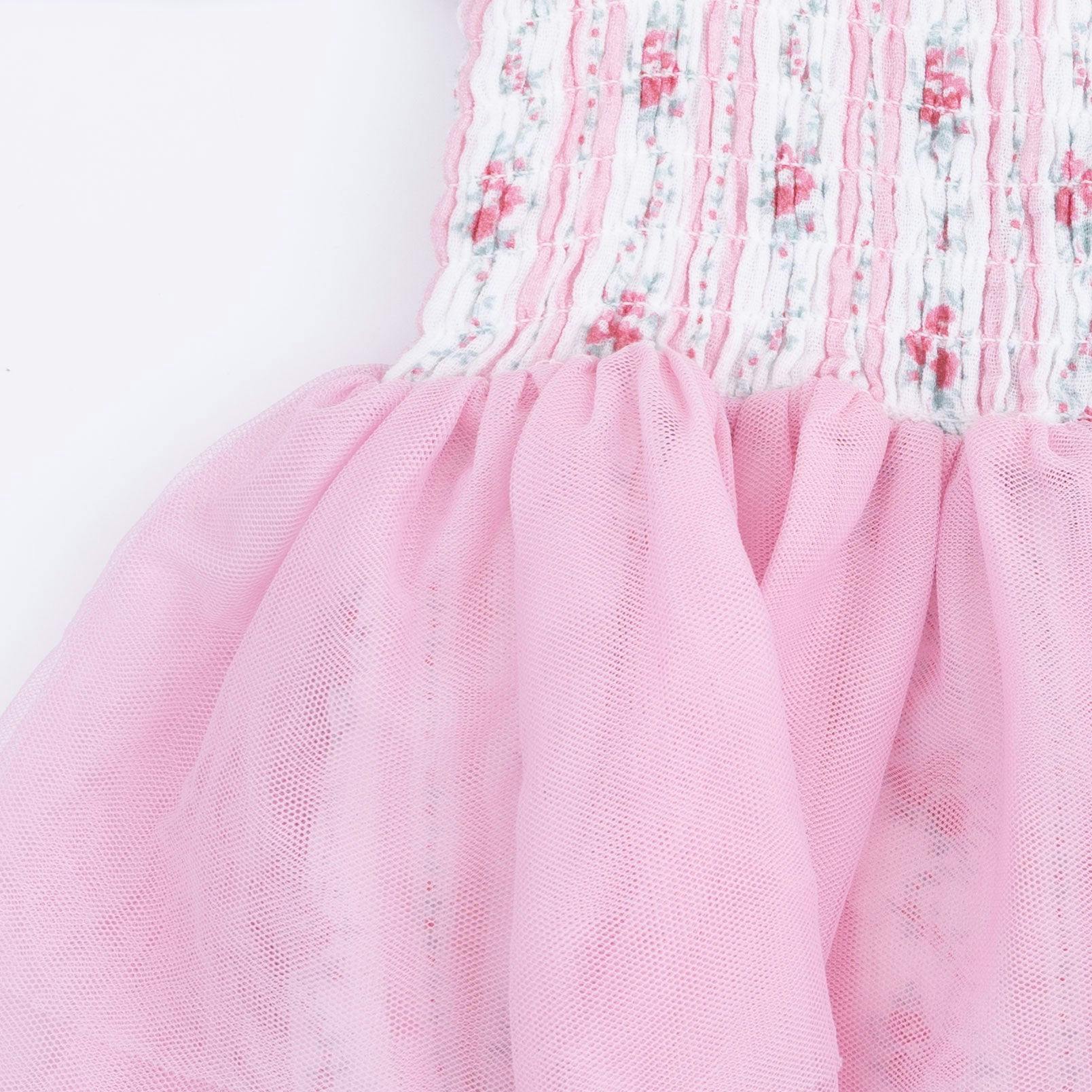 Winding Roses Stripe - Long Sleeve Smocked Bubble with Tutu