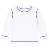 White Long Sleeve Rashguard With Navy Stitching