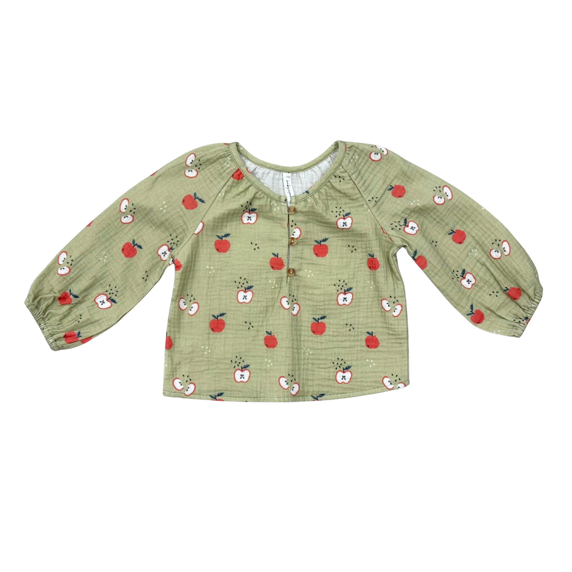 Girls Cotton Gauze Blouse in Apple