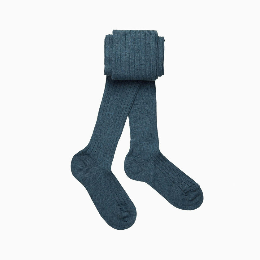 Baby Ribbed Tights in Denim Blue