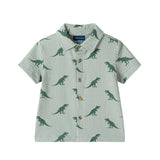 Infant Boys Short Sleeve Cabana Set | Green Stripe Dino