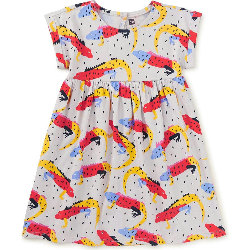 Short Sleeve Empire Dress, Grey