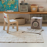 Washable Contrast Base Bordered Plush Tile Rug, Mosaic