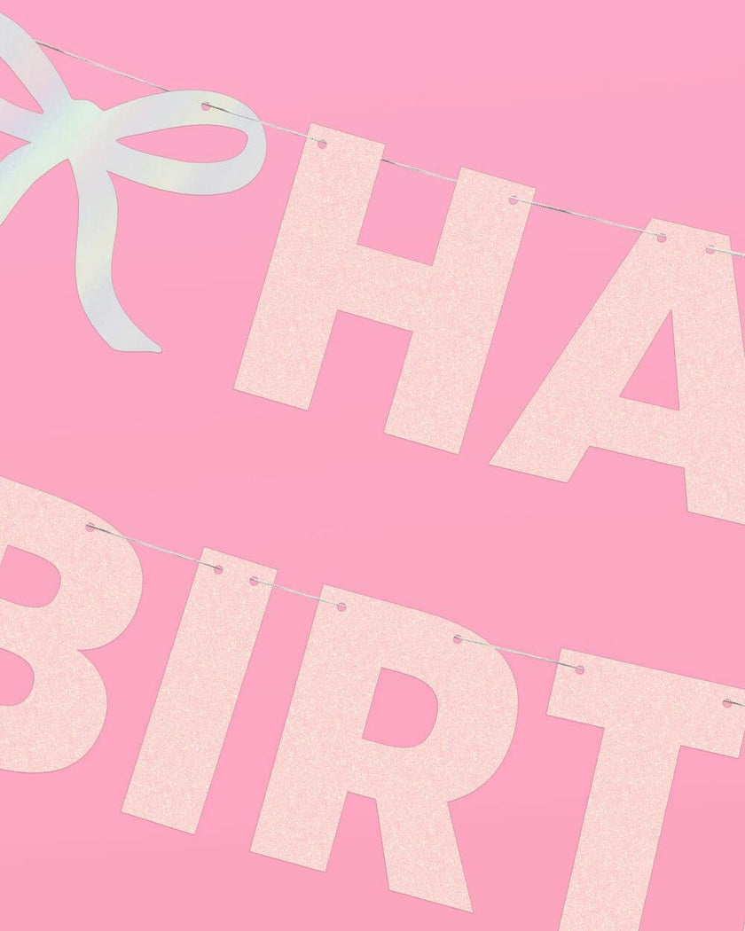 Birthday Bow Banner - foil + glitter banner