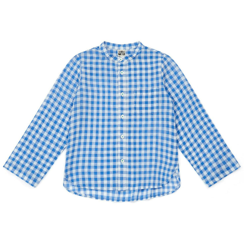 BONTON Vichy Blue Eloi Dress Shirt