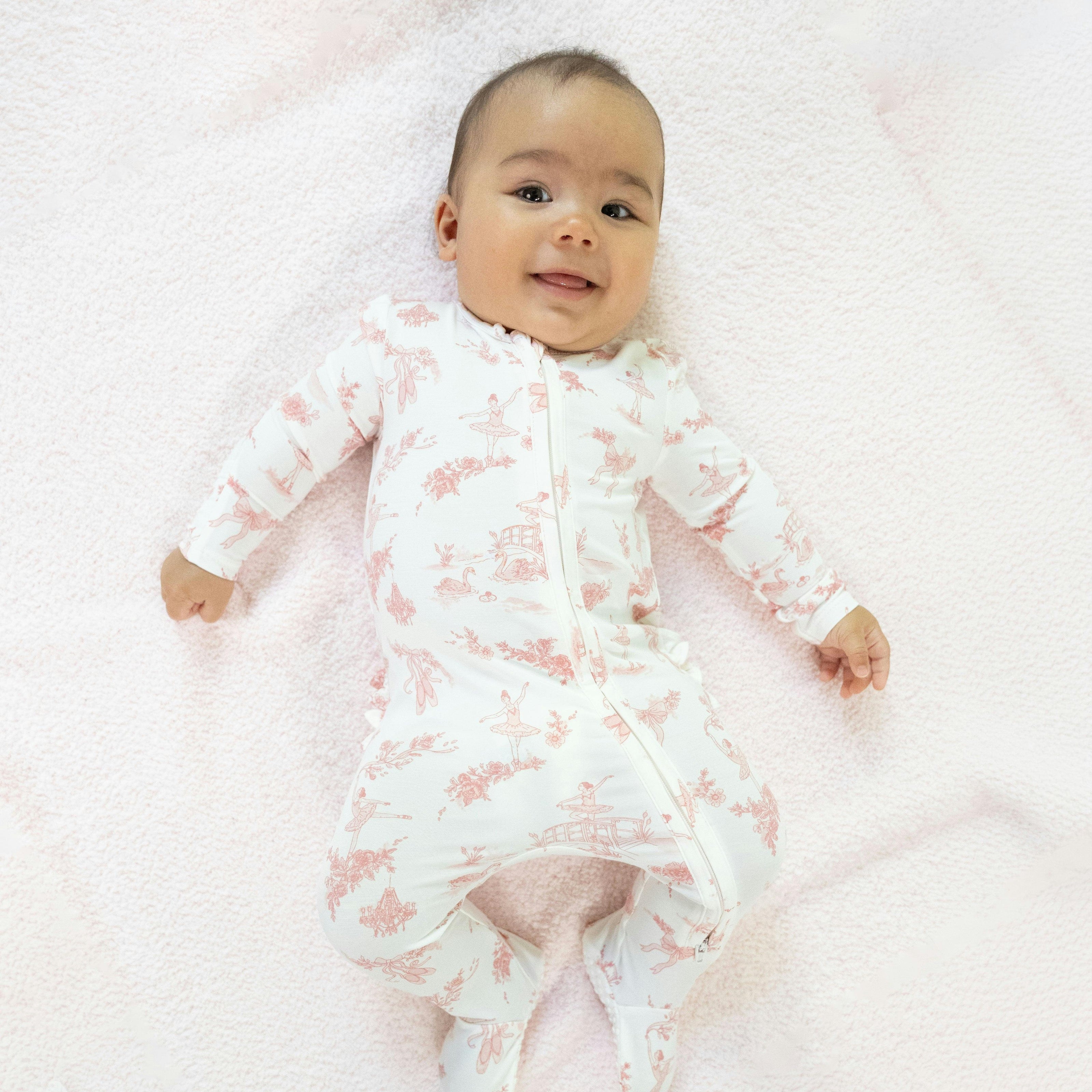 Ballet Toile - 2 Way Ruffle Back Zipper Footie