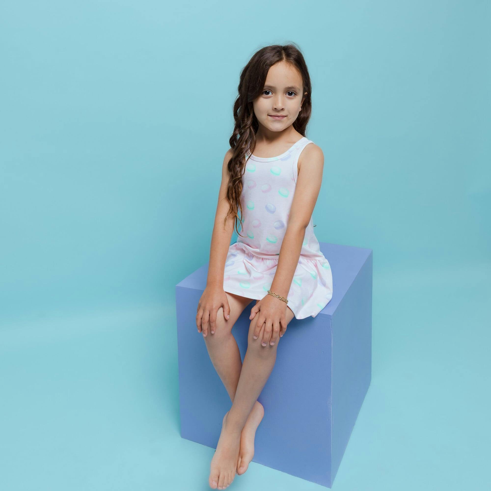 Sleeveless Drop Waist Dress With Matching Shorts