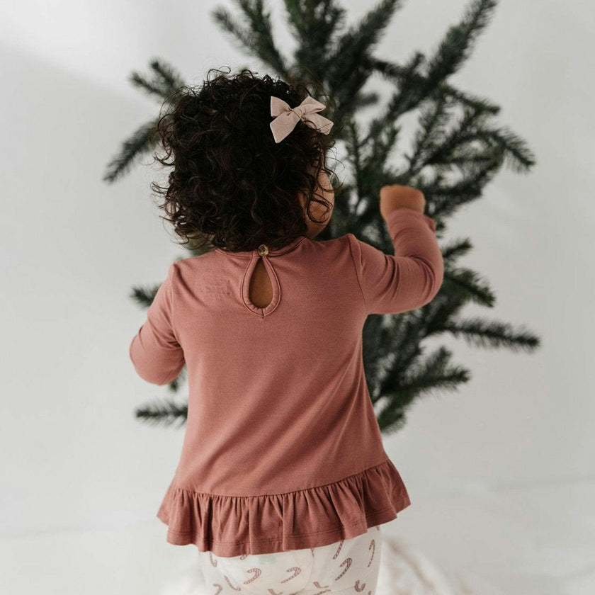 Long Sleeve Peplum Set Lavender Cloud Checkered