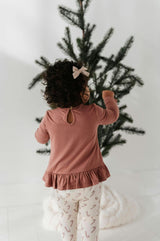 Long Sleeve Peplum Set Lavender Cloud Checkered