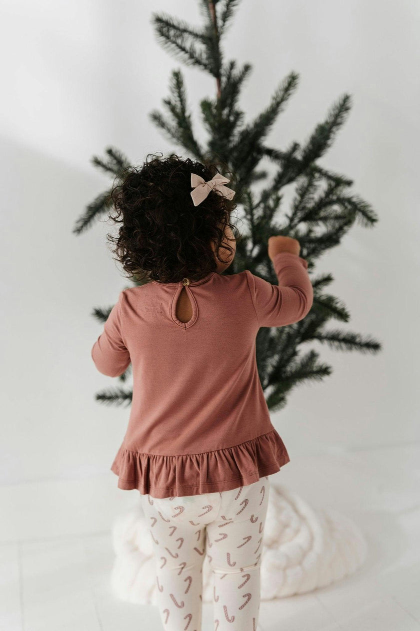 Long Sleeve Peplum Set Lavender Cloud Checkered