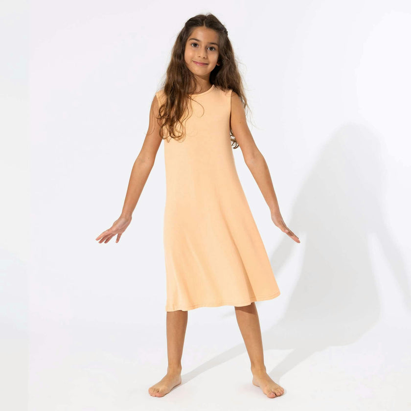 Peach Fuzz Bamboo Girls' Sleeveless Dress
