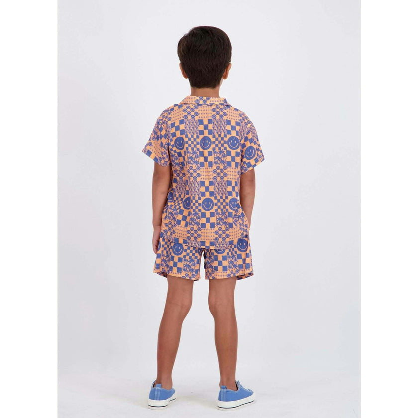 Boys Synthetic Viscose Matching Set | Geometric Smiley