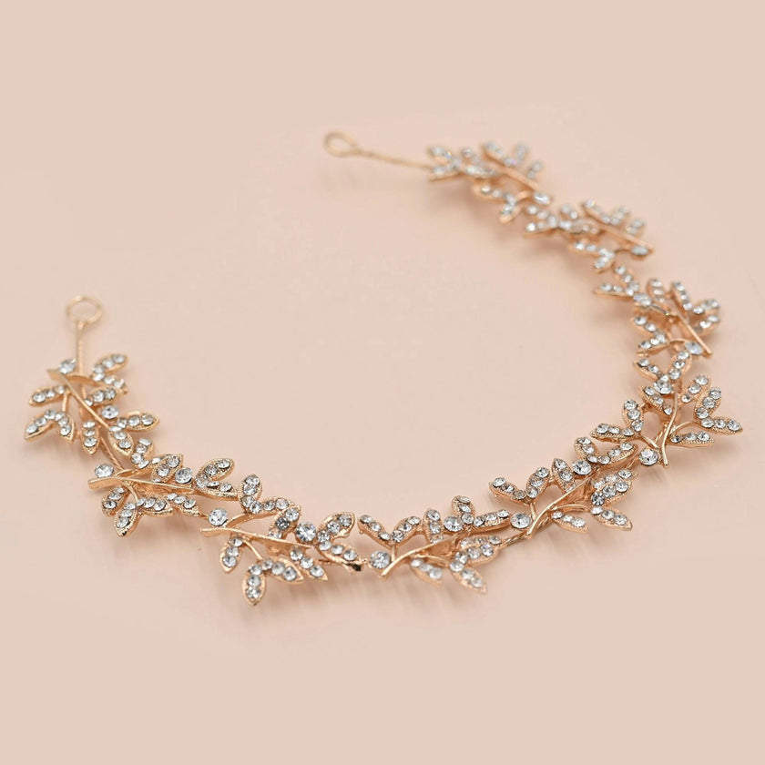 Crystal Shimmering Rose Gold Hair Vine