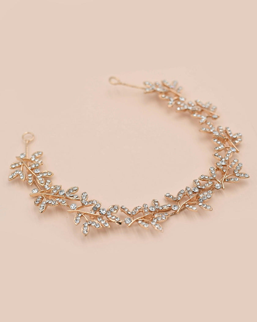 Crystal Shimmering Rose Gold Hair Vine