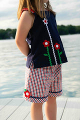 Knit Top With Ric Rac, Flowers & Star