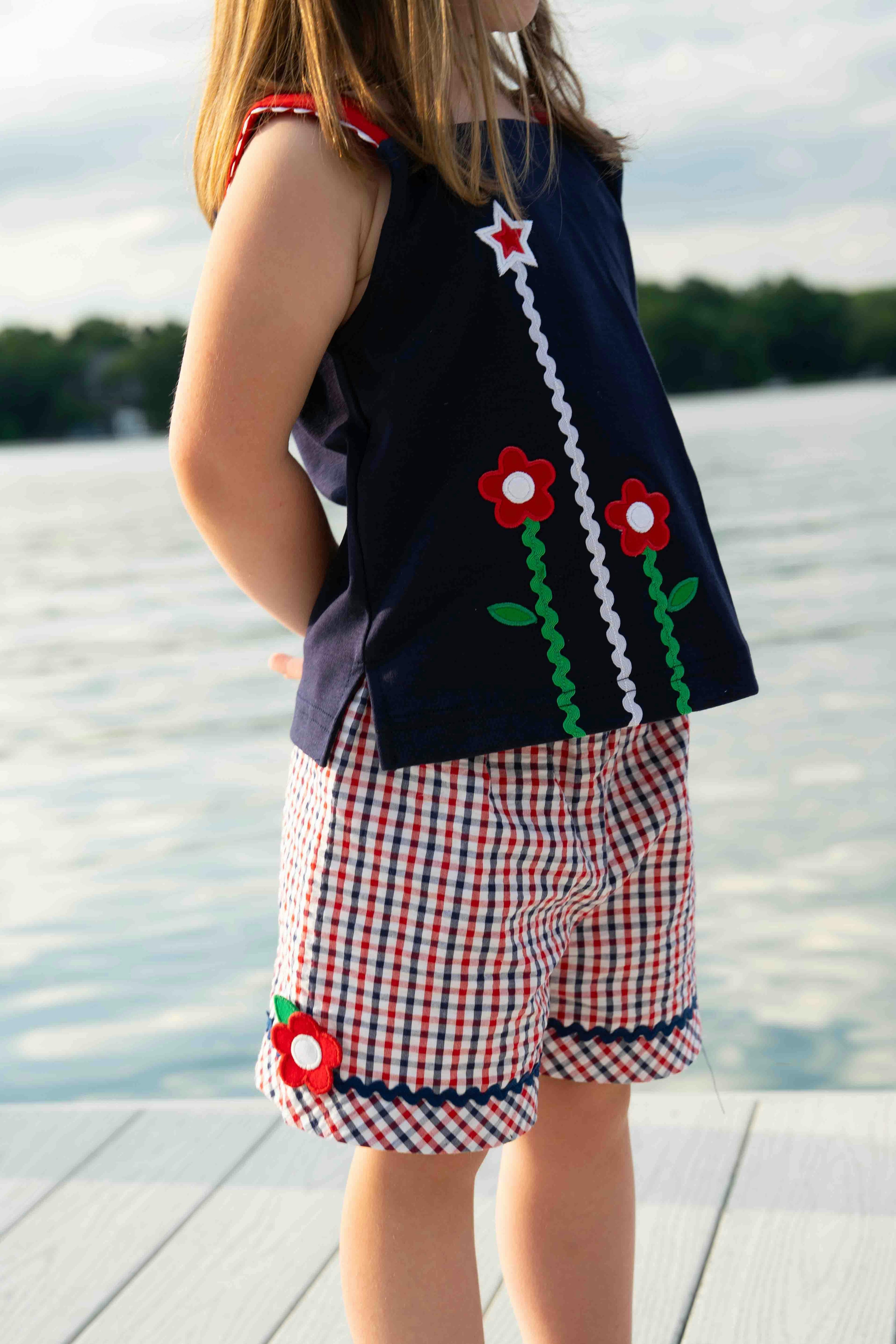 Knit Top With Ric Rac, Flowers & Star