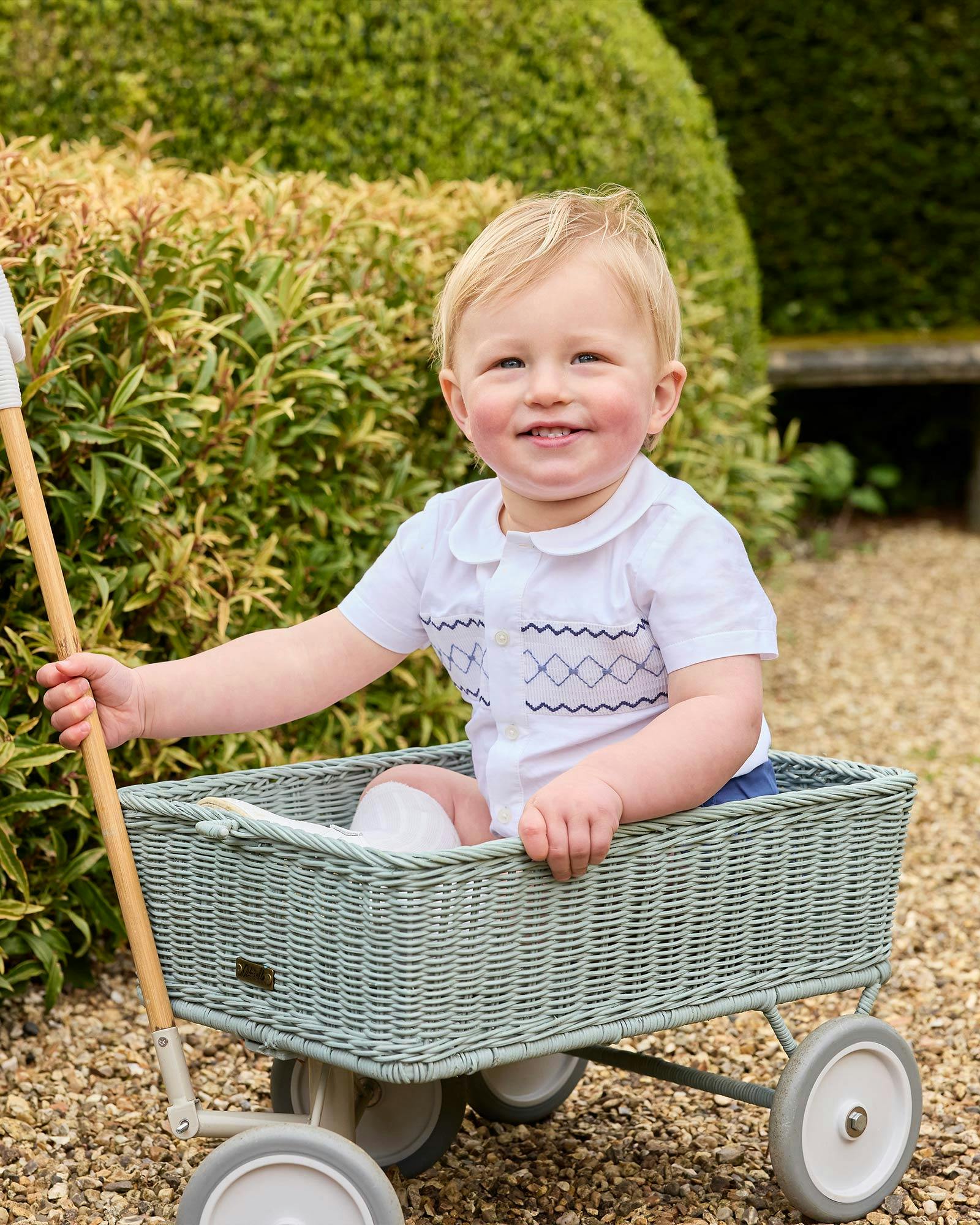 The Rupert Smocked Set in French Navy