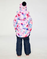 Two Piece Play Snowsuit Mauve Watercolor Floral Print With Navy Pants