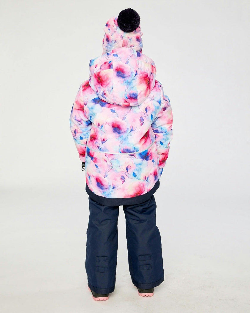 Two Piece Play Snowsuit Mauve Watercolor Floral Print With Navy Pants