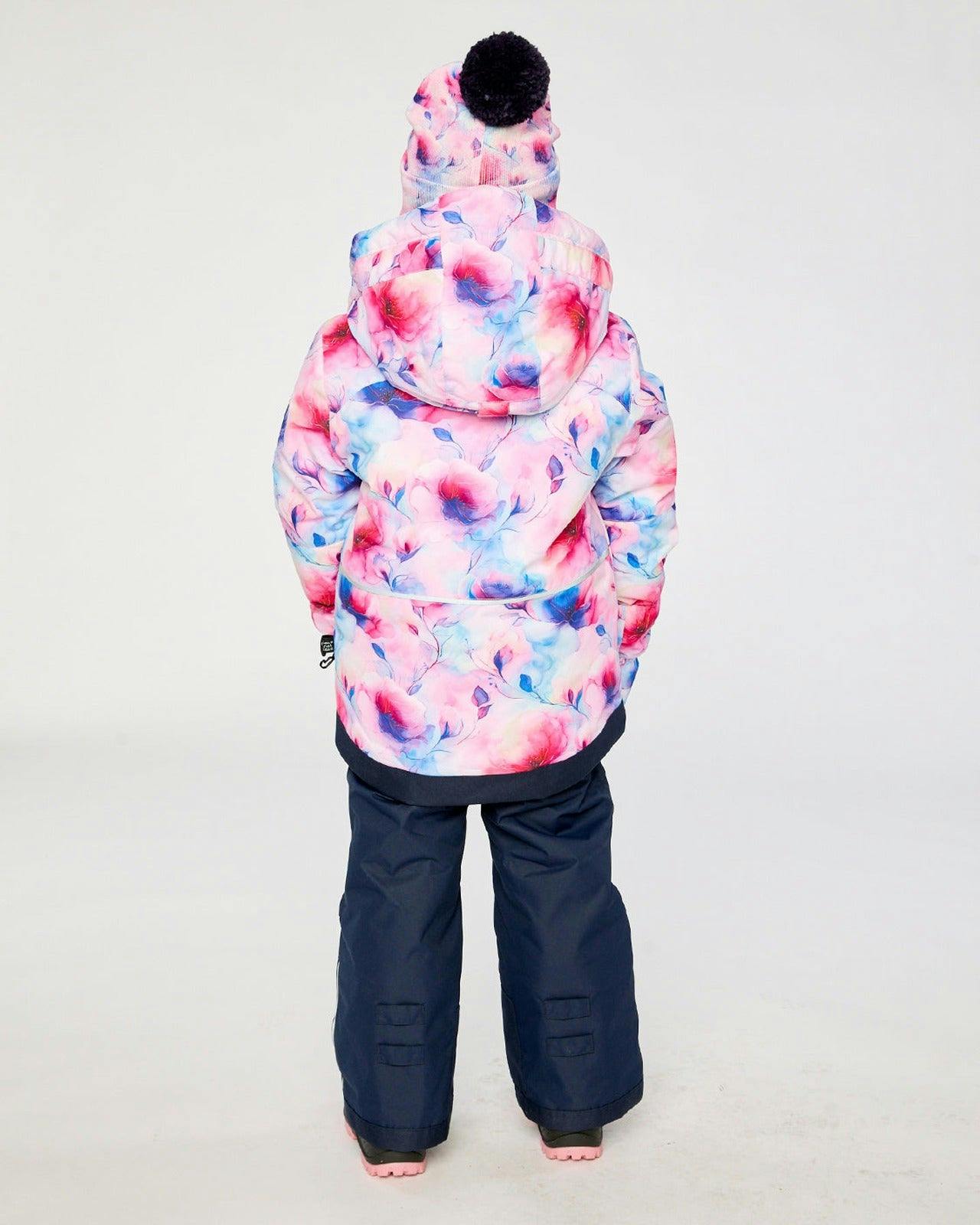 Two Piece Play Snowsuit Mauve Watercolor Floral Print With Navy Pants