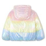 Tricolor hooded down jacket