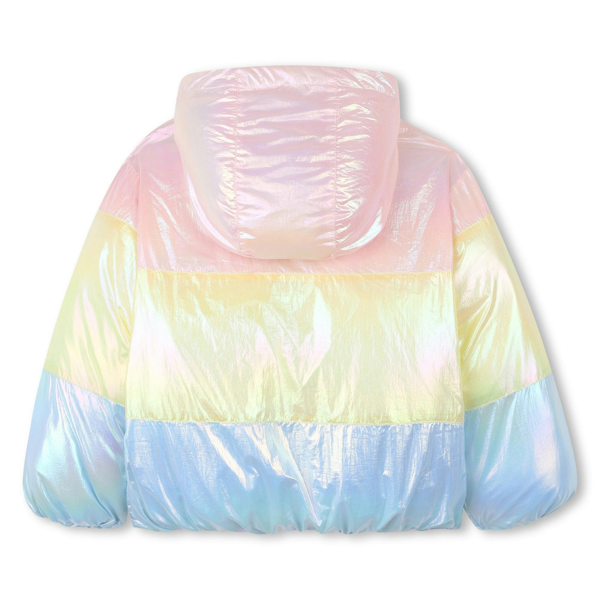 Tricolor hooded down jacket